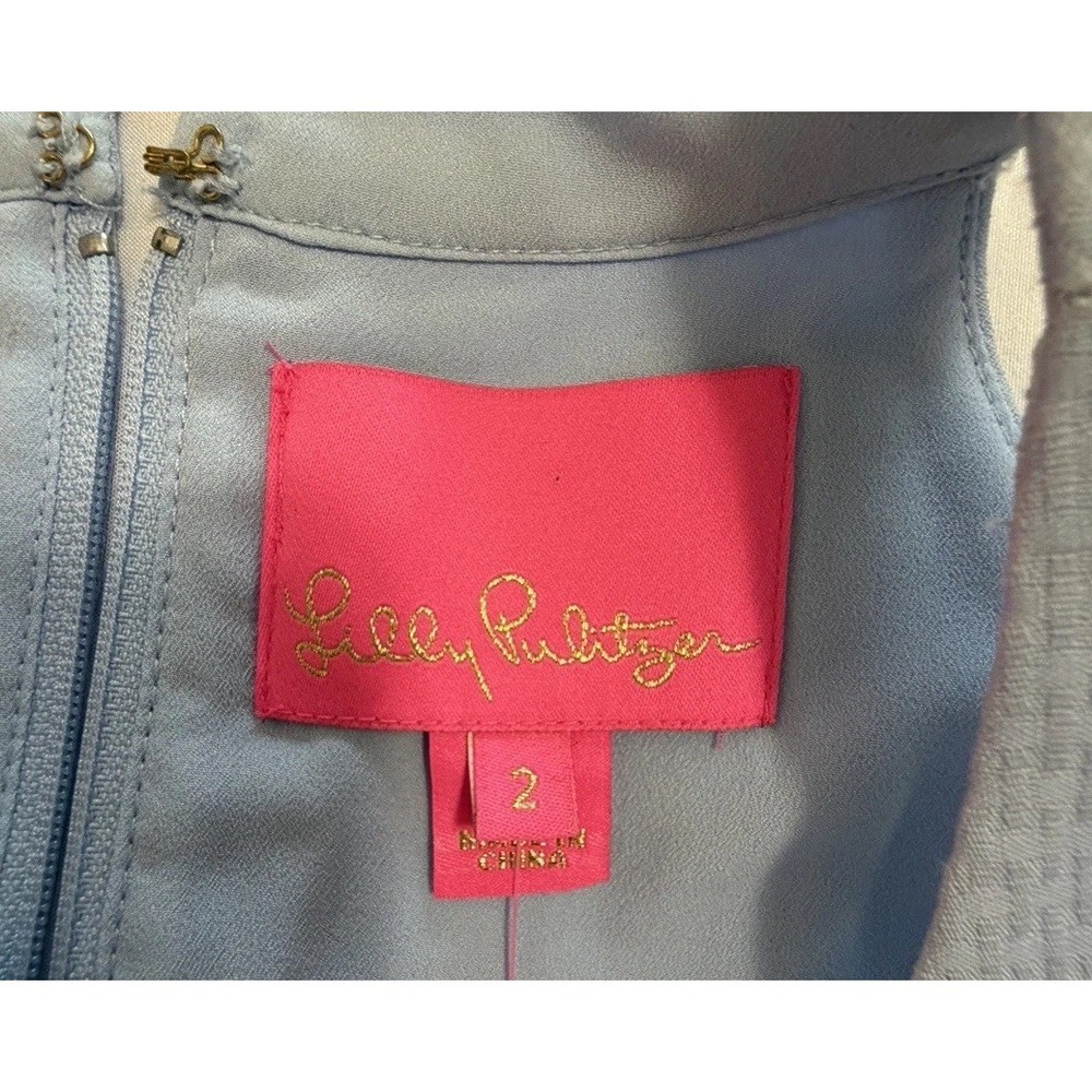 Lilly Pulitzer Jena Shift Dress Coastal Baby Blue Beaded Corals Embellishment 2 - Picture 8 of 16